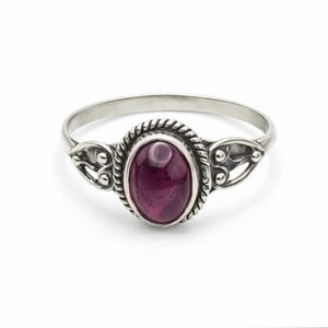 S925 Purple Garnet Handmade Braided Ring